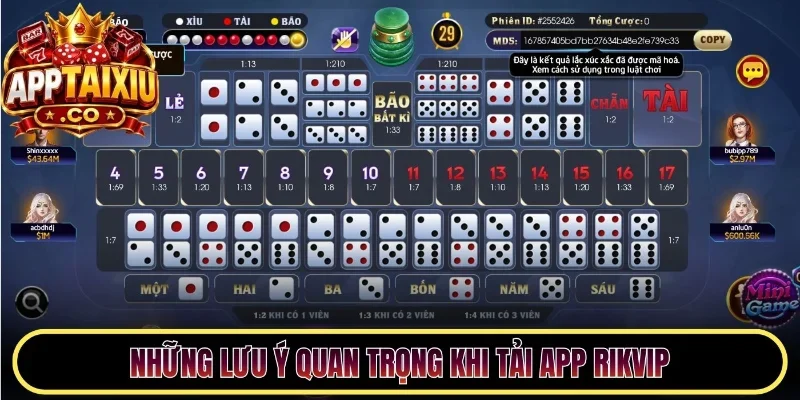 Những lưu ý quan trọng khi tải app Rikvip