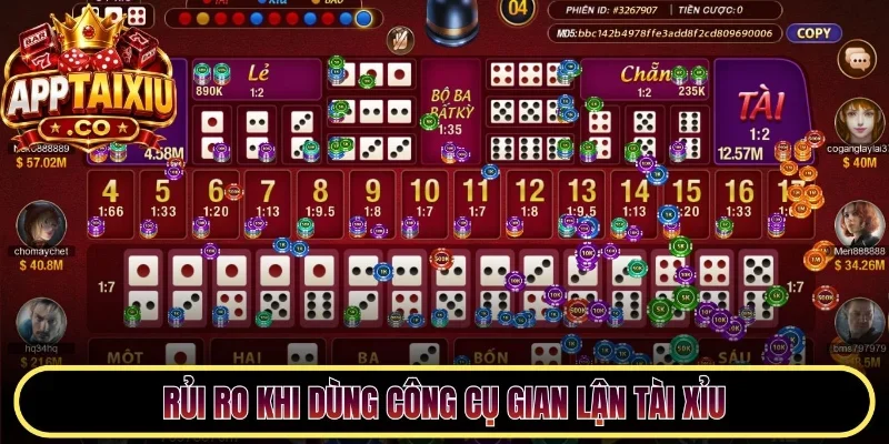 Rủi ro khi dùng công cụ gian lận tài xỉu